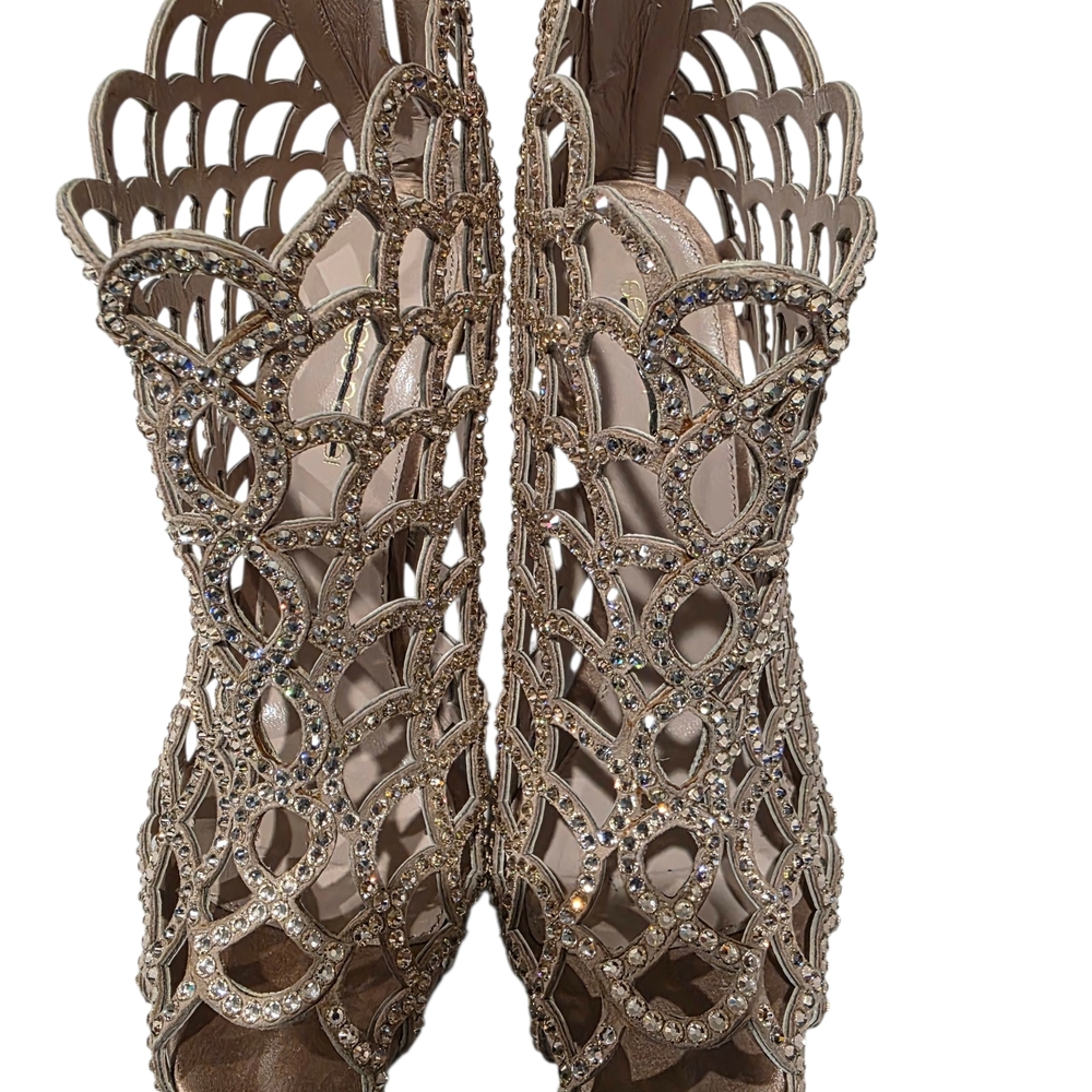 Sergio Rossi Elegant Rhinestone Embellished Heels